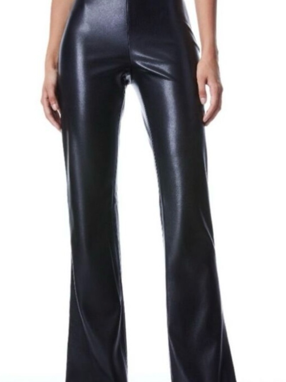 Alice + Olivia Black Faux Leather Flare Pants